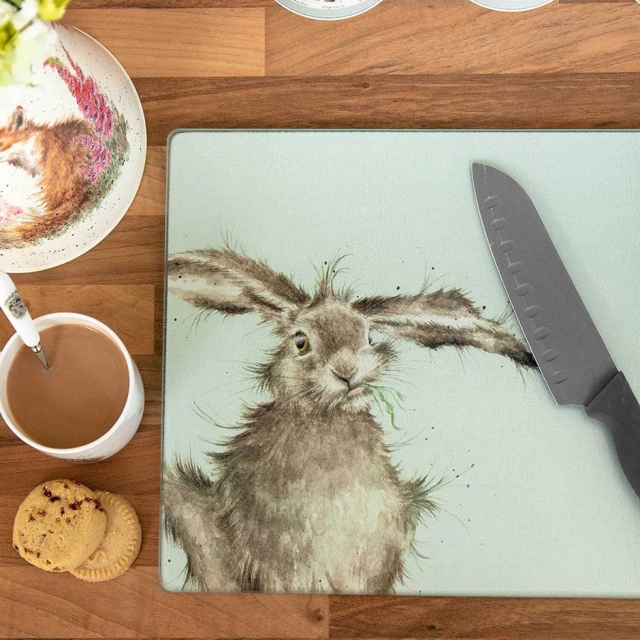 Chopping Boards & Worktop Savers | Wrendale Wrendale Hare Glass Worktop Saver