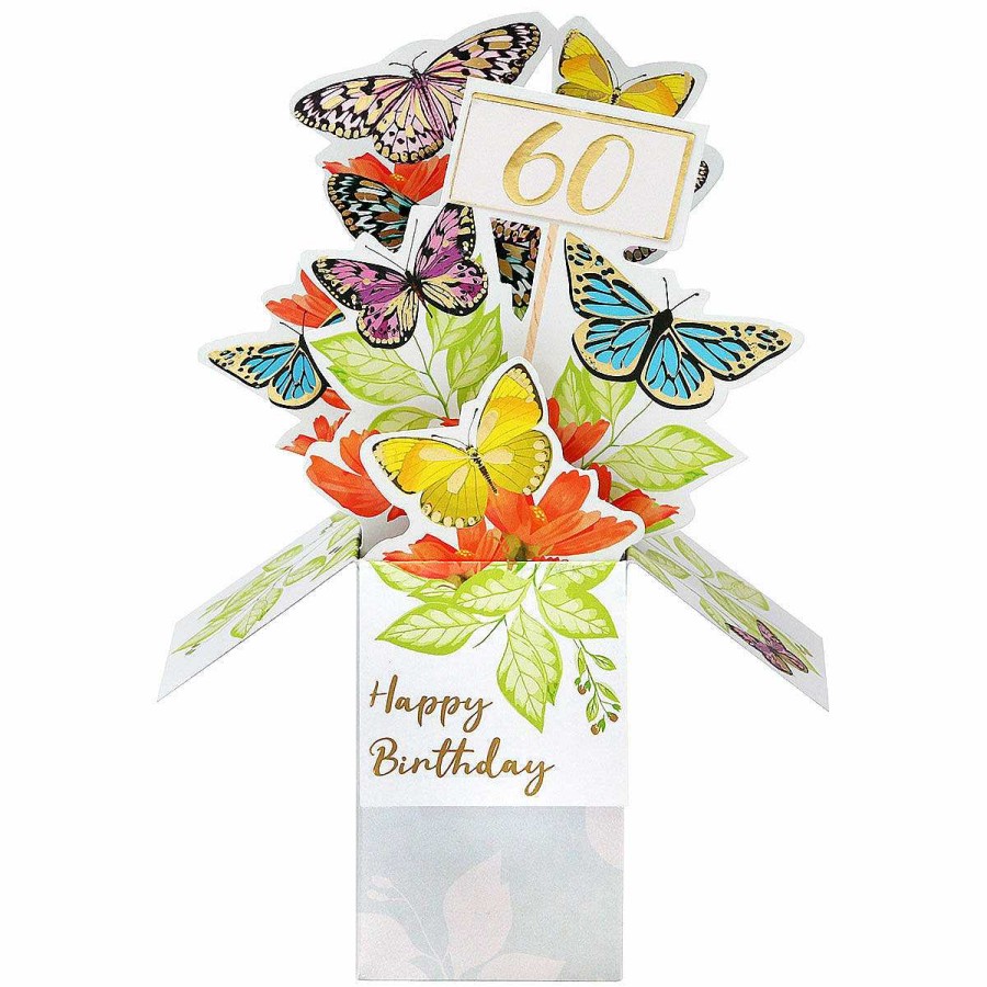 Age Cards | Second Nature Second Nature Clever Cubes Butterflies 60Th Birthday 3D Card