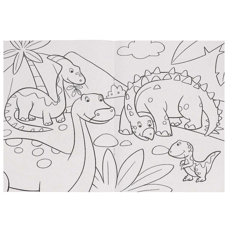 New In | Temptation Gifts Dinosaur A4 Colouring Book Set With Twelve Crayons