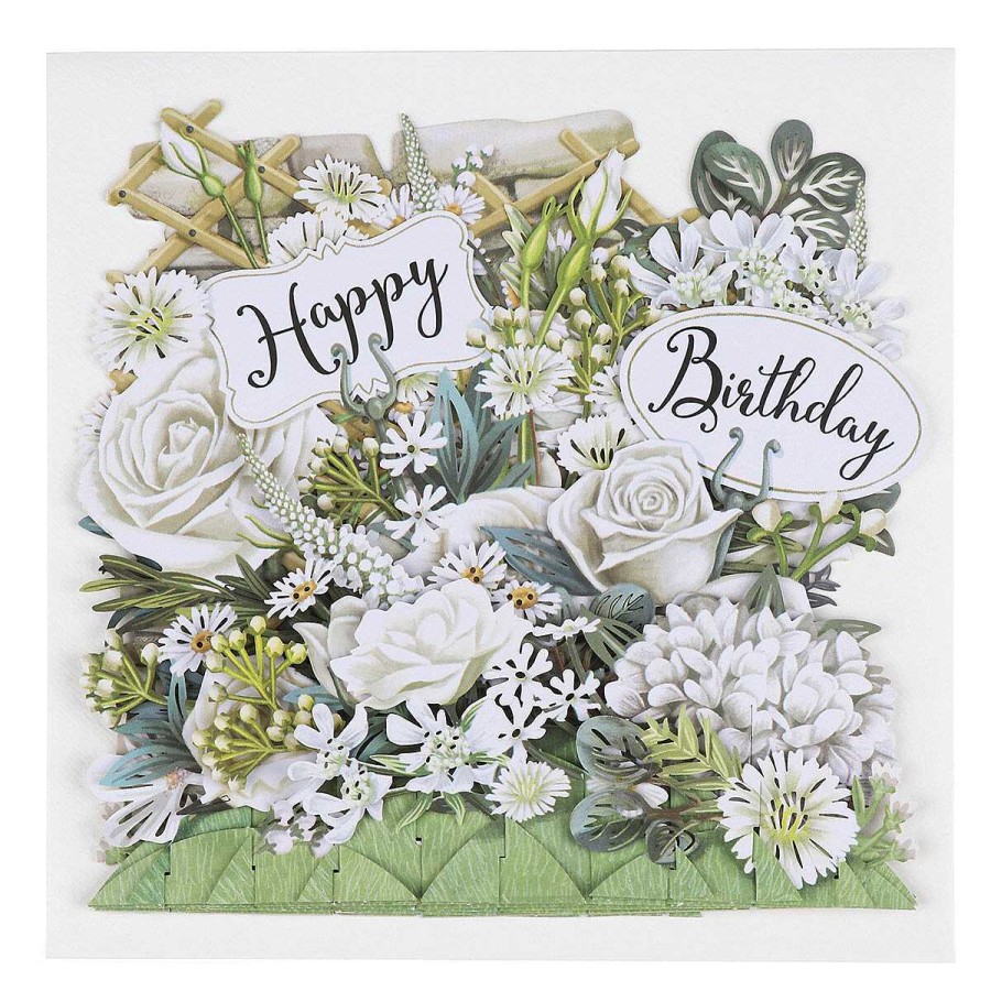 3D Birthday Cards | Me & McQ Me & Mcq 'White Happy Birthday Flowers' 3D Card