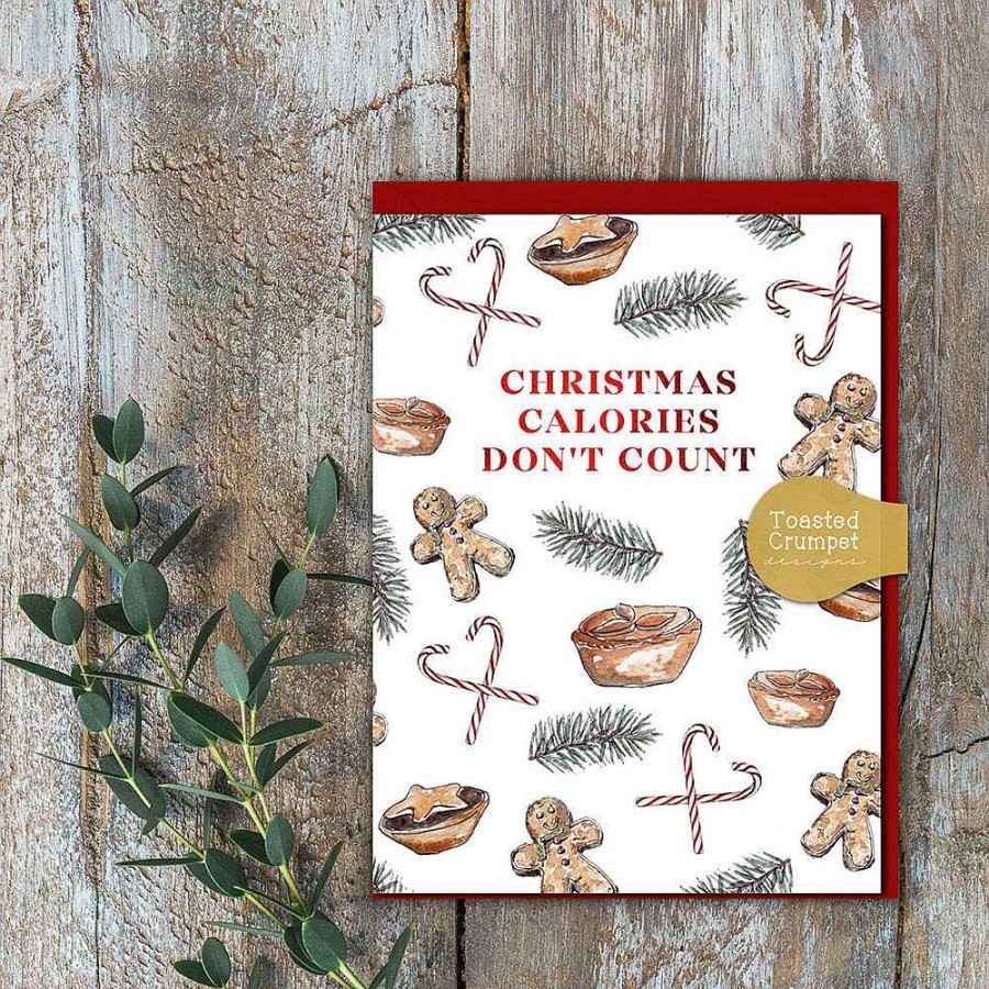 Mini Cards | Toasted Crumpet Toasted Crumpet 'Calories Don'T Count' Mini Christmas Card