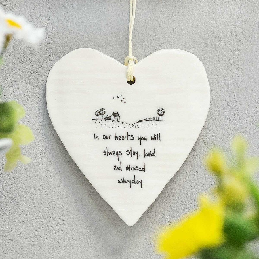 Plaques & Signs | East of India East Of India 'In Our Hearts' Round Wobbly Porcelain Heart