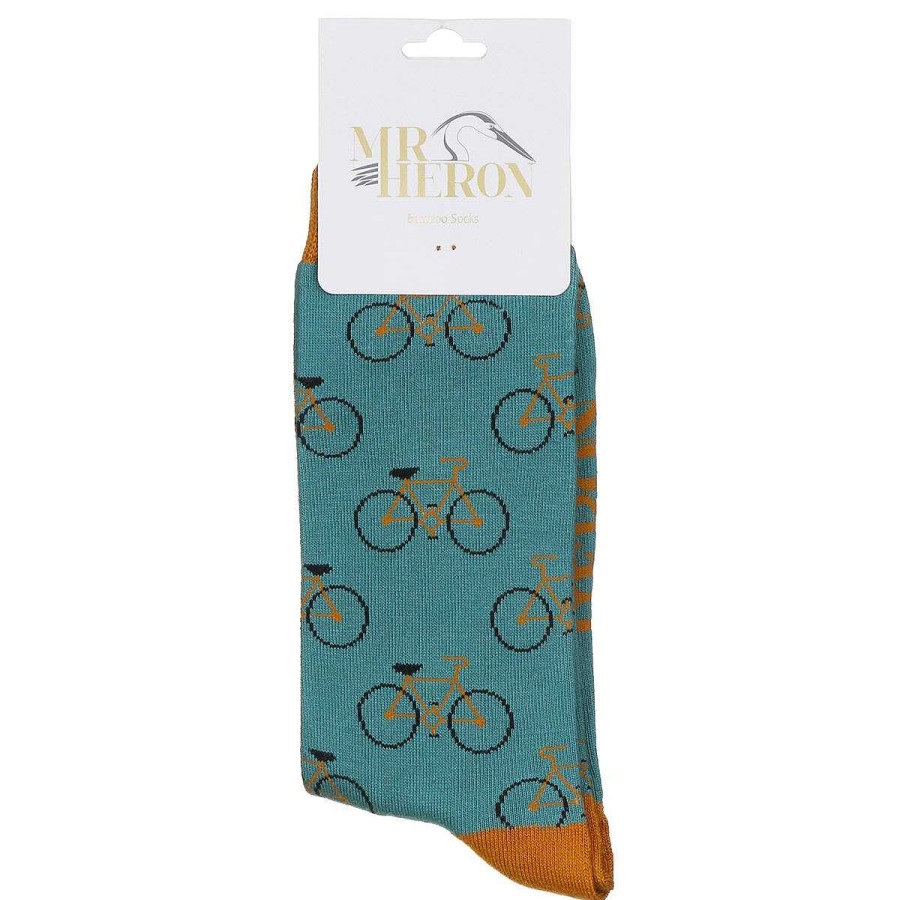 Styles | Mr Heron Mr Heron Green Bike Repeat Men'S Bamboo Socks