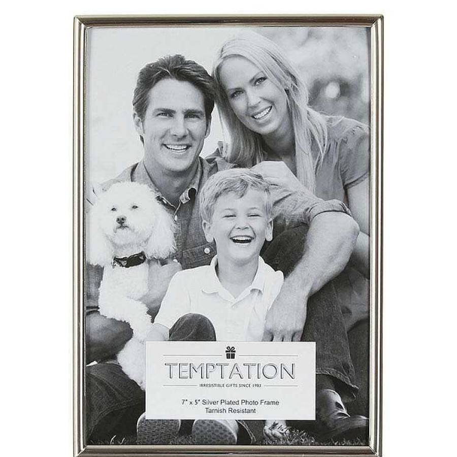 Photo Albums & Frames | Temptation Temptation Silver Plated Narrow Edge Photo Frame 5X7