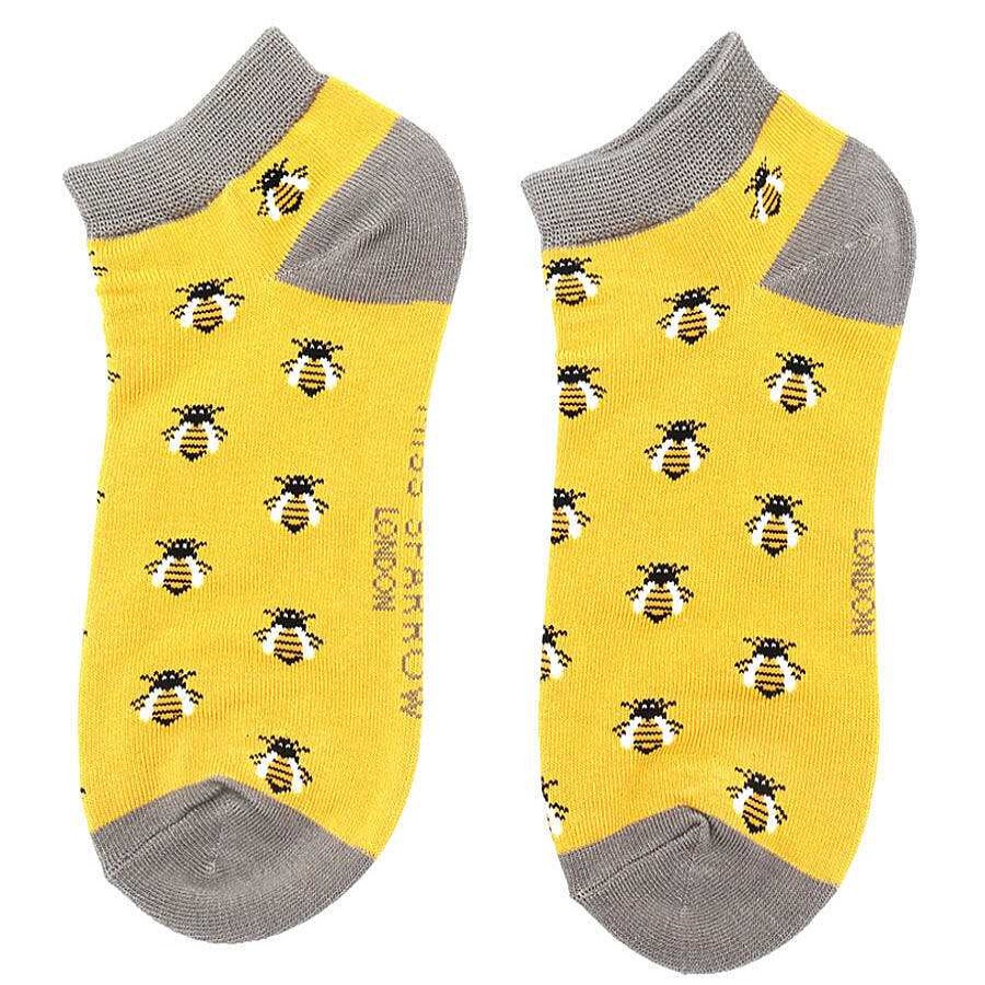 Socks | Miss Sparrow Miss Sparrow Yellow Honey Bee Women'S Bamboo Trainer Socks