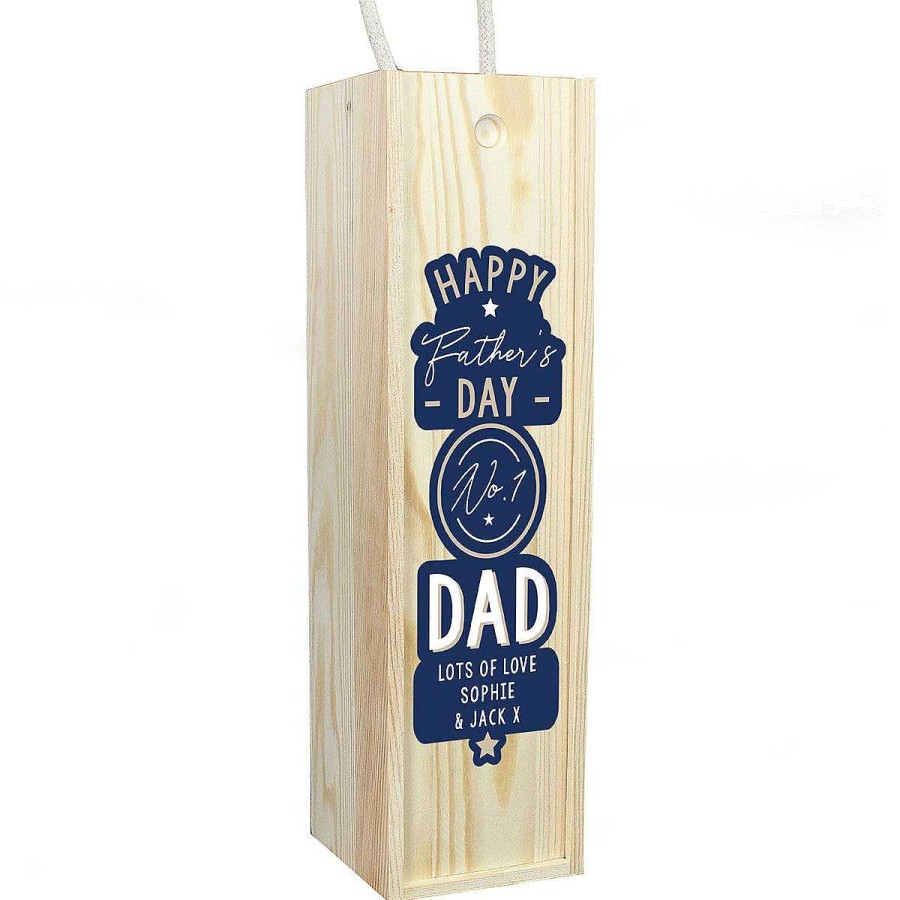 Grandad | Temptation Gifts Personalised Happy Father'S Day No.1 Dad Wooden Wine Bottle Box