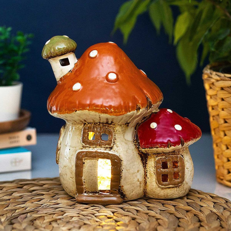 Candle Accessories | Village Pottery Village Pottery Two Mushroom House Tealight Holder