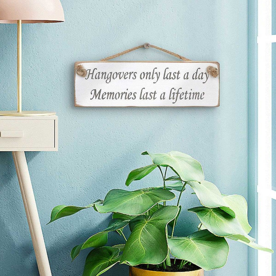 Plaques & Signs | Austin Sloan Austin Sloan 'Hangovers Only Last A Day' White Wooden Sign