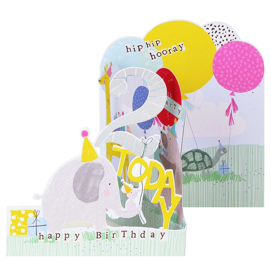 Age Cards | Paperlink Paperlink Hopscotch 2Nd Birthday Zigzag Birthday Card