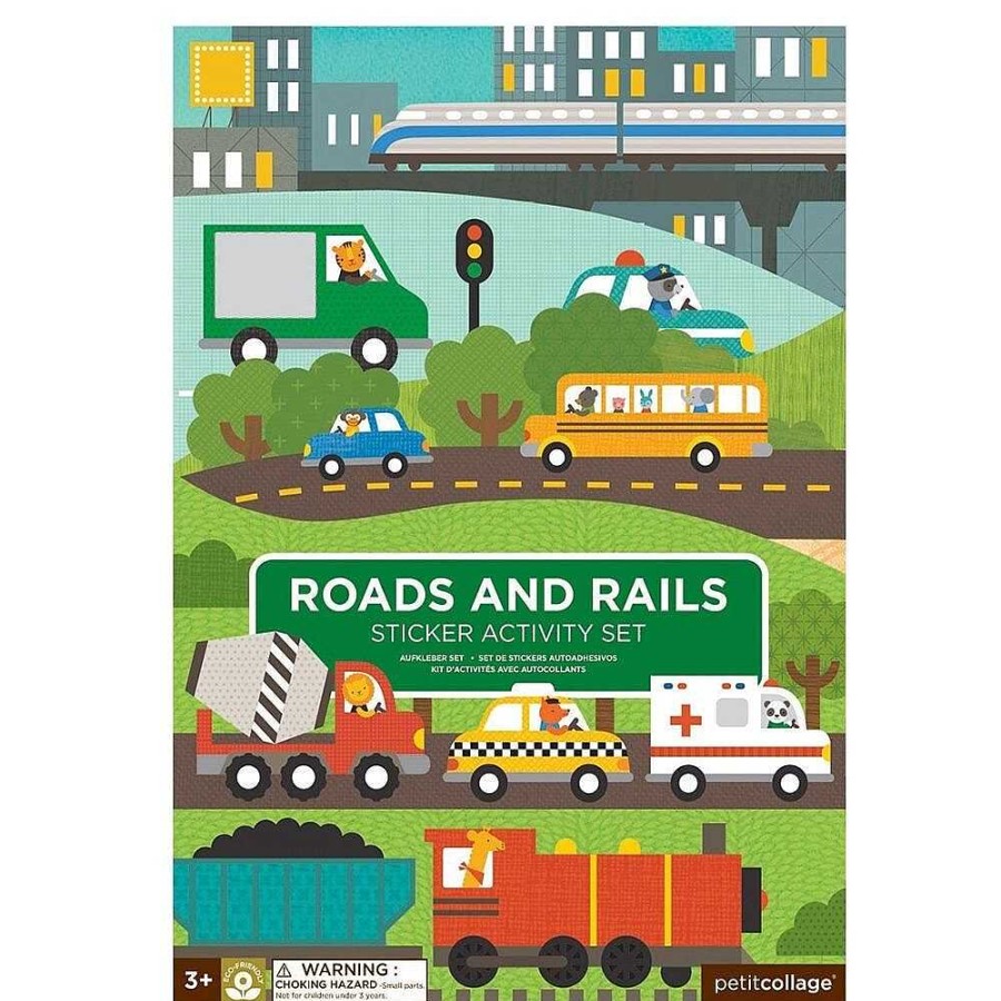 Children | Petit Collage Petit Collage Sticker Activity Set Road And Rails