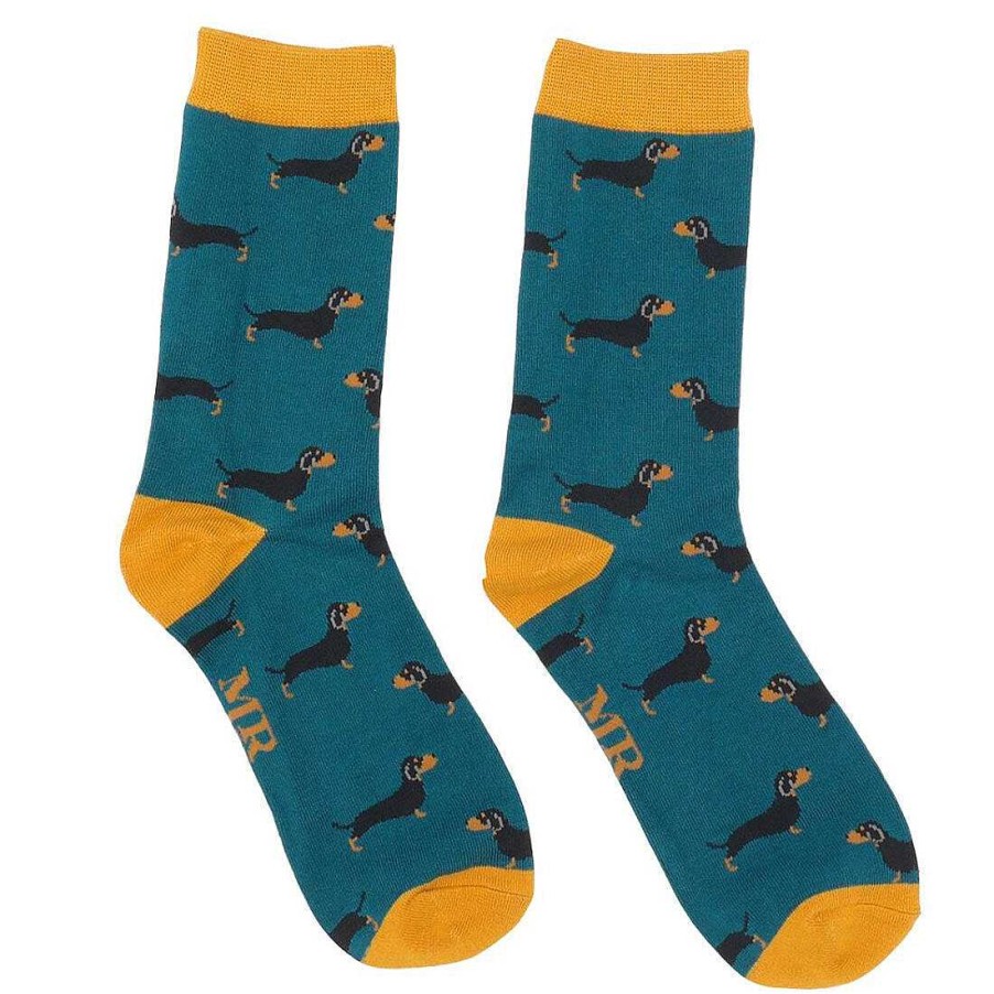 Styles | Mr Heron Mr Heron Teal Sausage Dogs Men'S Bamboo Socks