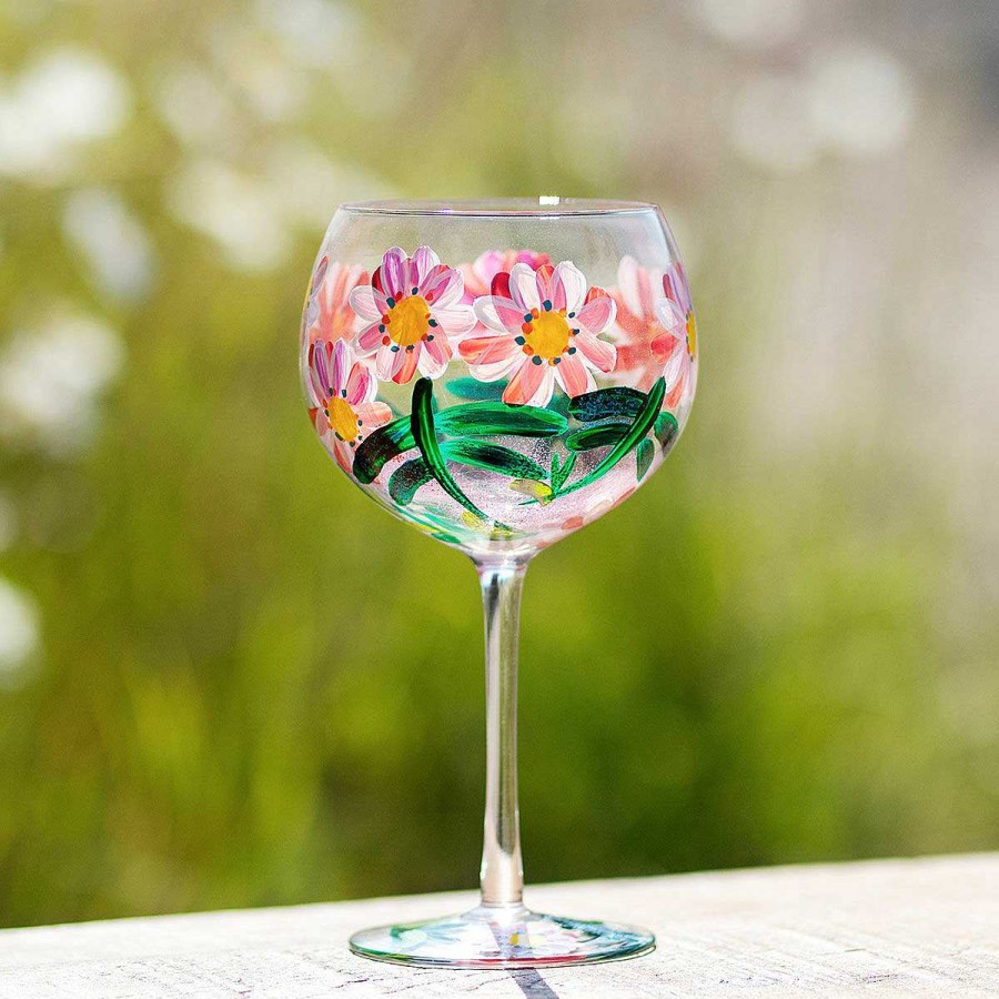 Glassware | Lynsey Johnstone Lynsey Johnstone Hand Painted Daisies & Dragonflies Gin Glass