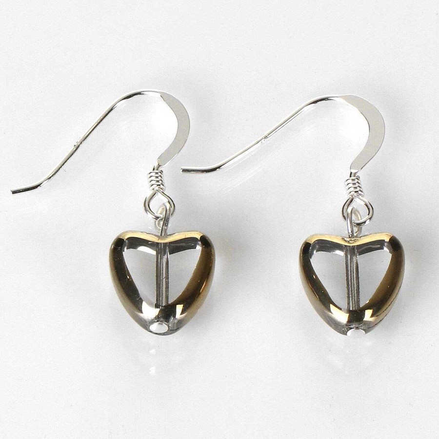 Earrings | Carrie Elspeth Carrie Elspeth Clear Gold Edged Hearts Earrings