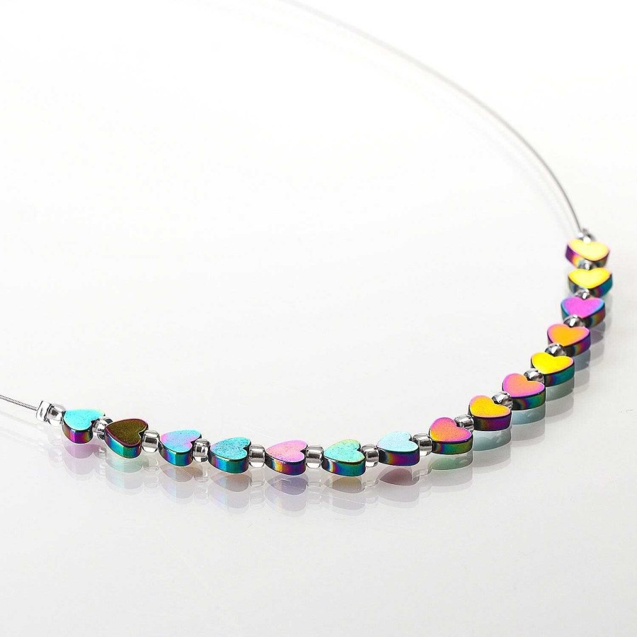 Necklaces | Carrie Elspeth Carrie Elspeth Rainbow Hearts Hematite Necklace