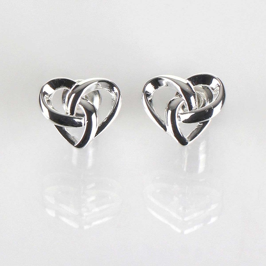 Bridal Jewellery | Equilibrium Equilibrium Silver Plated Celtic Knotted Heart Stud Earrings