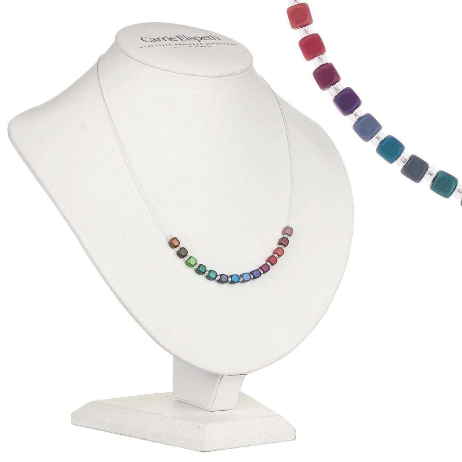 Necklaces | Carrie Elspeth Carrie Elspeth Rainbow Satin Cubes Links Necklace