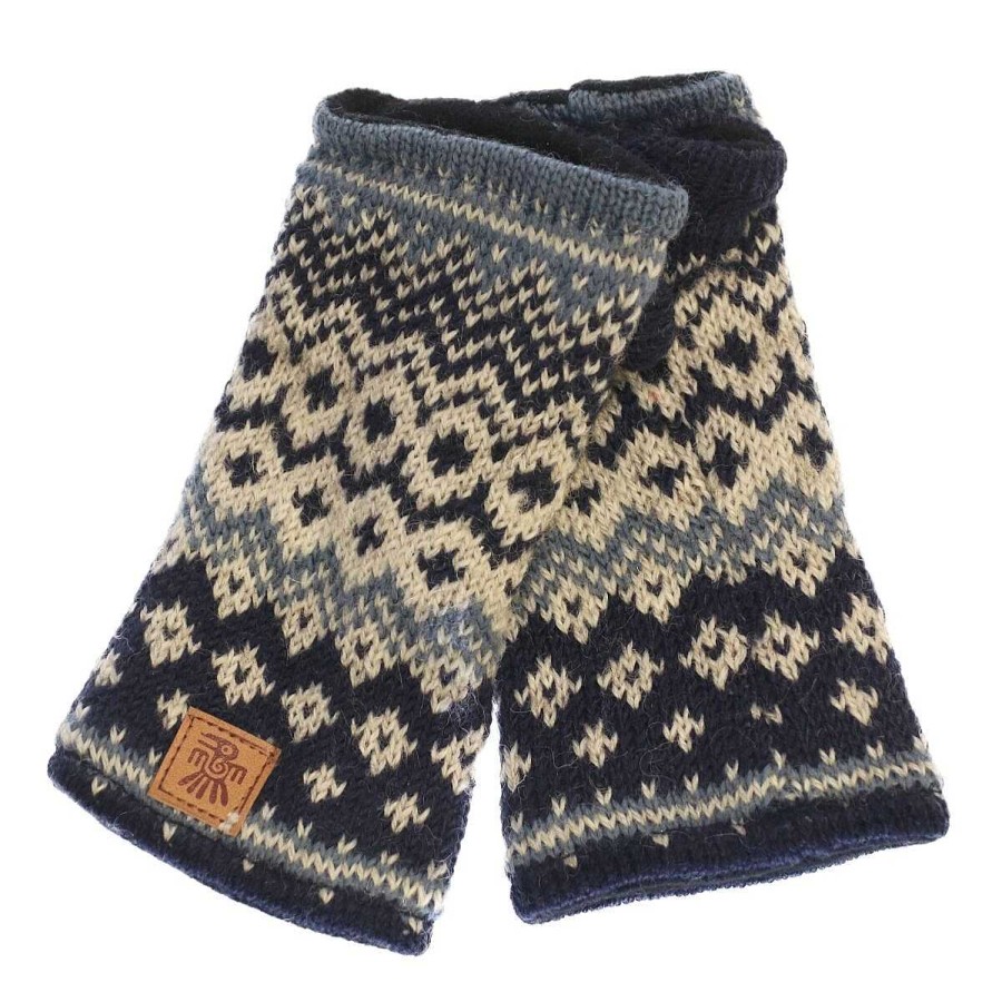 Styles | Pachamama Pachamama Men'S Nordic Blue Fingerless Gloves