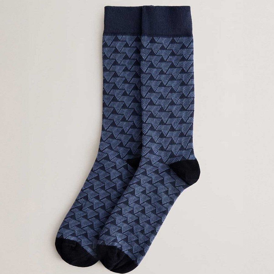 Socks | Ted Baker Ted Baker Sokksev Blue Patterned Men'S Crew Socks