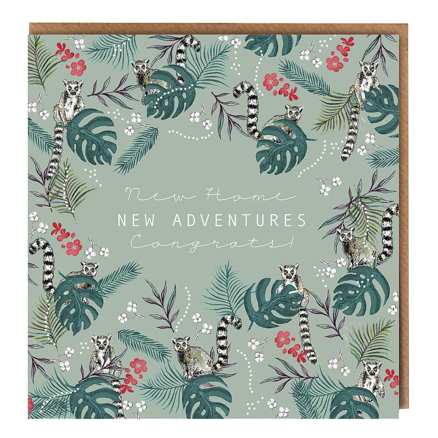 New Home | Toasted Crumpet Toasted Crumpet Lemurs Green 'New Home New Adventures' Card