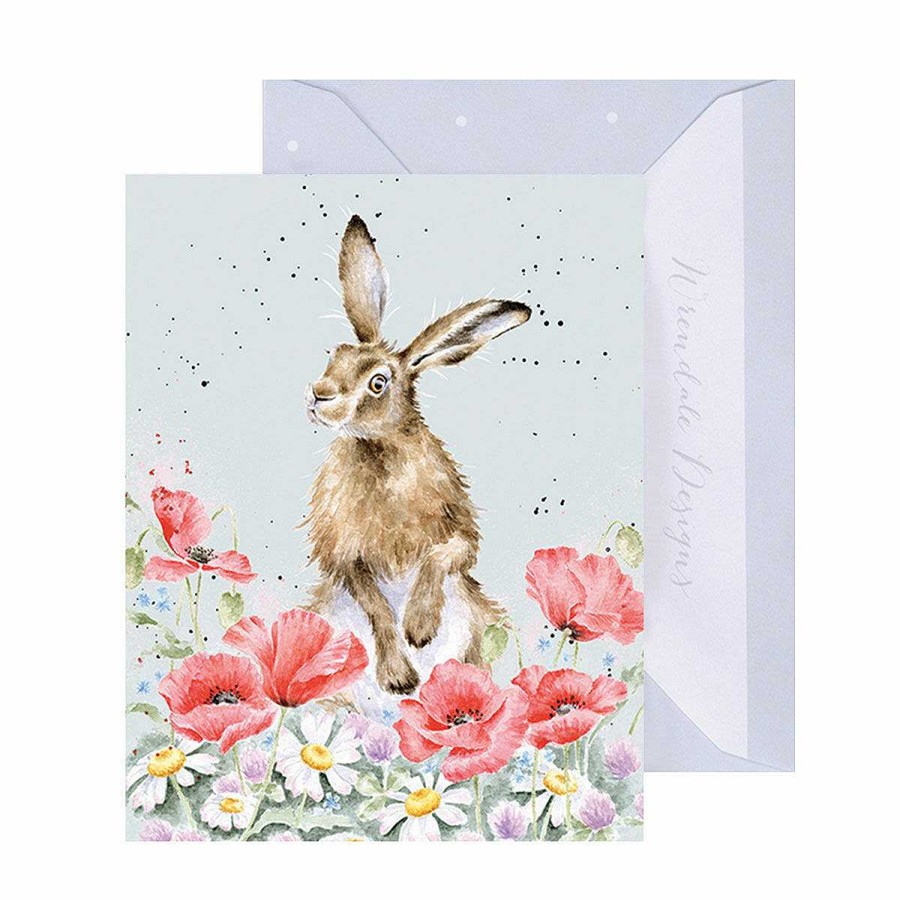 Mini Cards | Wrendale Wrendale 'Field Of Flowers' Hare 9Cm Mini Card