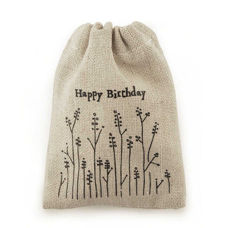 Small Gift Bags | East of India East Of India 'Happy Birthday' Small Drawstring Bag