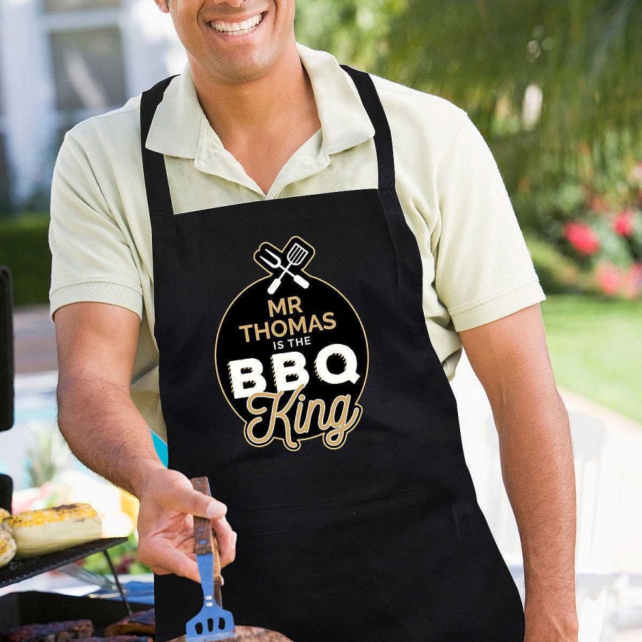 Aprons | Temptation Gifts Personalised Bbq King Black Apron