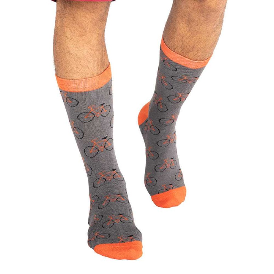 Styles | Mr Heron Mr Heron Grey Bike Repeat Men'S Bamboo Socks