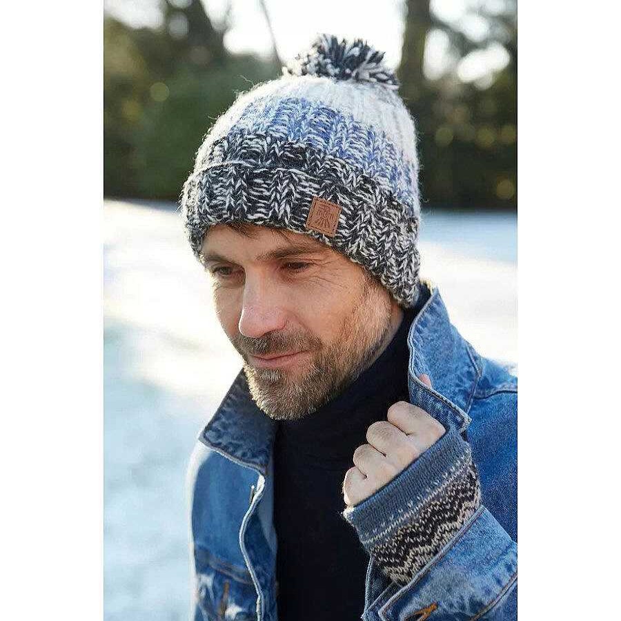 Styles | Pachamama Pachamama Men'S Bruges Blue Bobble Beanie Hat