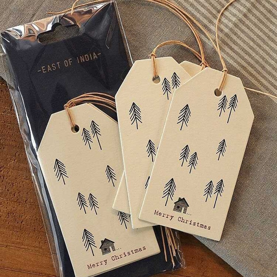 Tags & Labels | East of India East Of India Pack Of 6 Labels Fir Trees And House