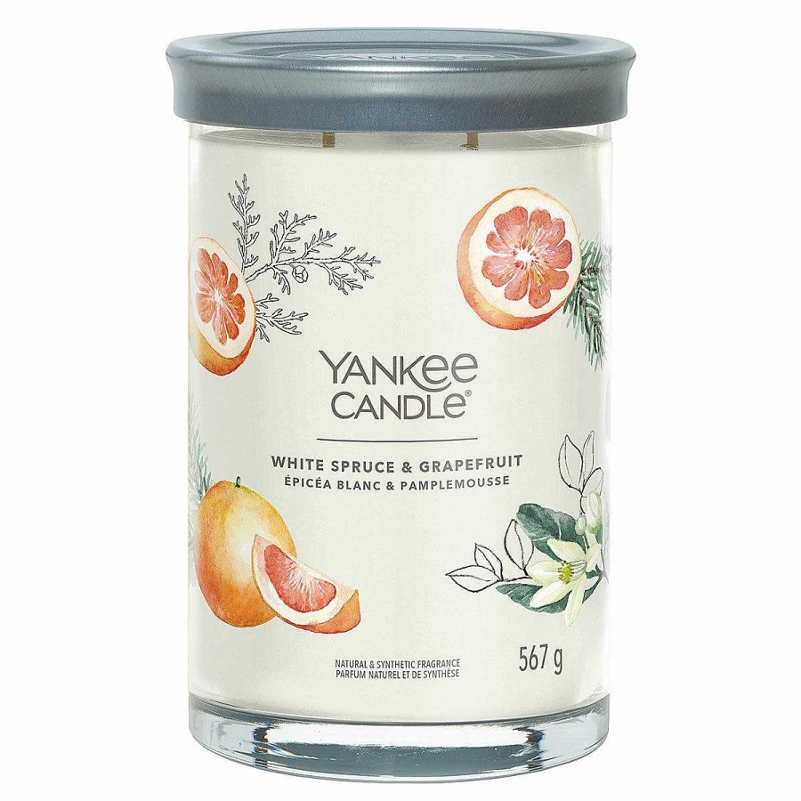 Glass Candles | Yankee Candle Yankee Candle White Spruce & Grapefruit Signature Large Tumbler Candle