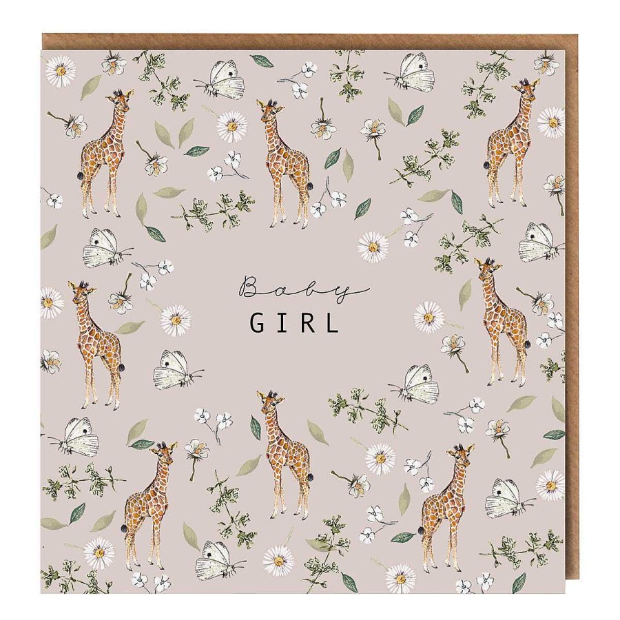 New Baby | Toasted Crumpet Toasted Crumpet Giraffe Pink 'Baby Girl' Card