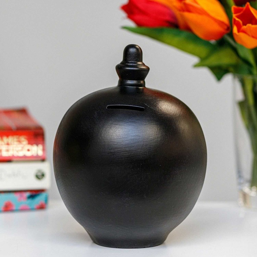 Money Pots | Temptation Temptation Personalisable Black Money Pot