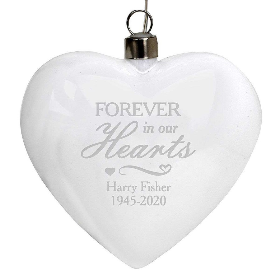 Keepsake Boxes | Temptation Gifts Personalised 'Forever In Our Hearts' Led Hanging Glass Heart