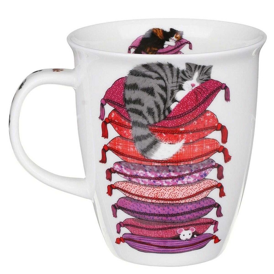 Pet Accessories | Dunoon Dunoon Sleepy Cats Pink Nevis Shape Mug