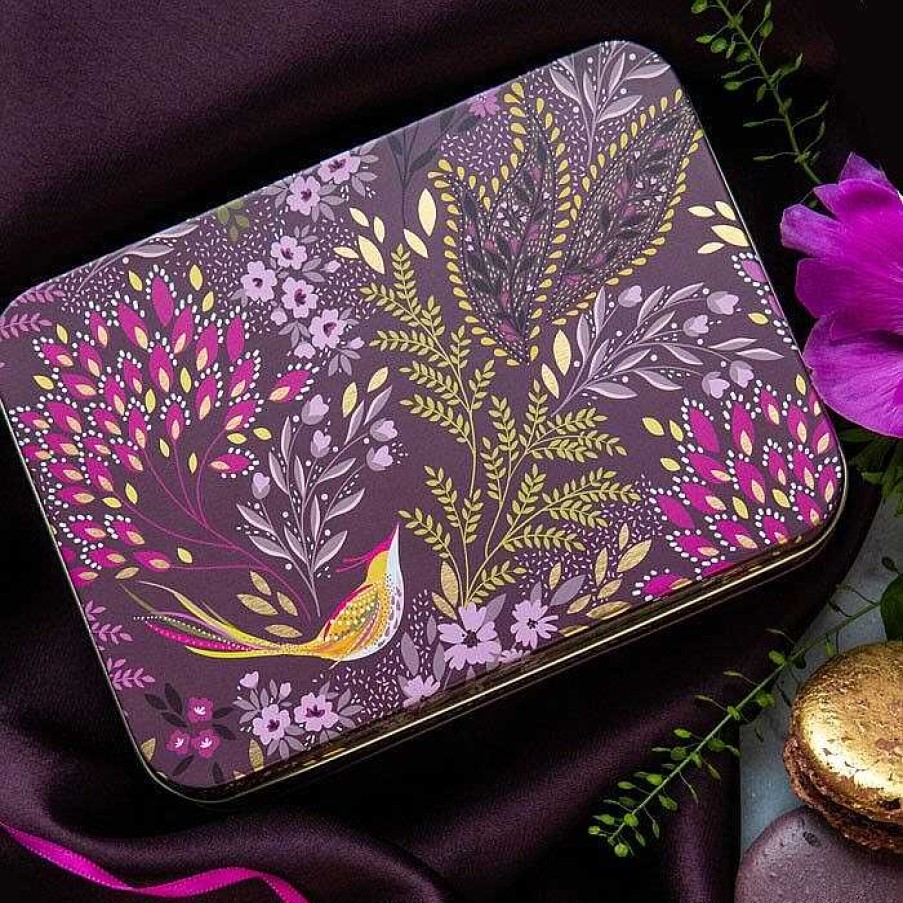 Storage Tins | Sara Miller Sara Miller Haveli Garden Plum Songbird Small Deep Rectangular Tin