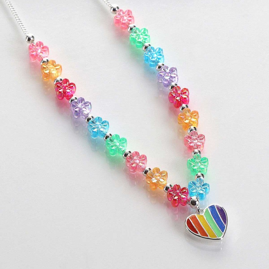 For Little Girls | Equilibrium Equilibrium Girls Silver Plated Rainbow Hearts Necklace