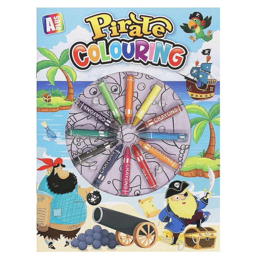 New In | Temptation Gifts Pirate A4 Colouring Book Set With Twelve Crayons