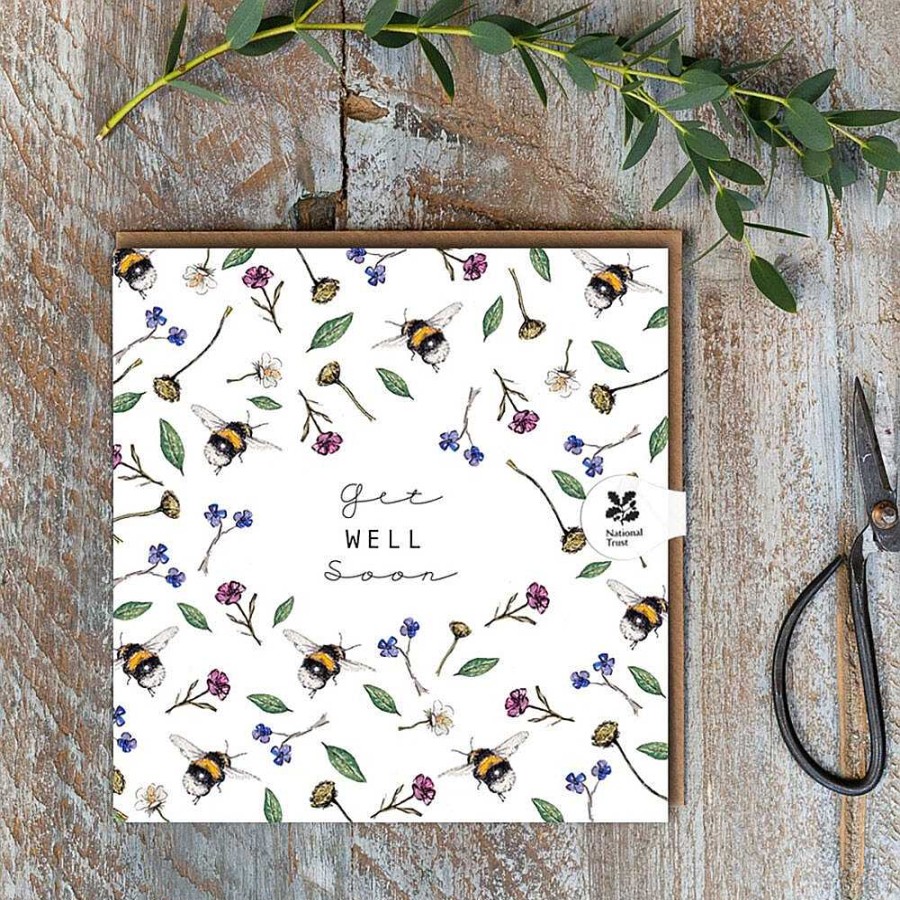 Get Well Soon | Toasted Crumpet Toasted Crumpet Bumblebees White 'Get Well Soon' Card