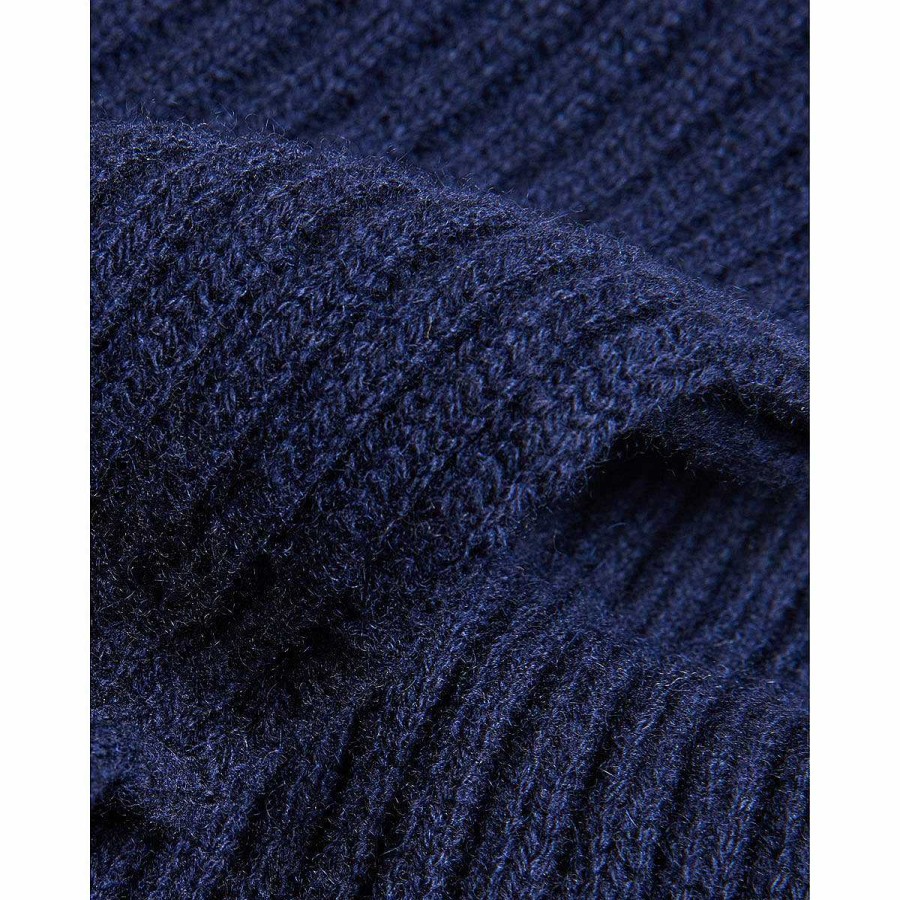 Scarves | Ted Baker Ted Baker Berryys Dark Blue Wool And Cashmere Blend Ribbed Scarf