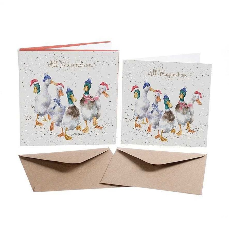 Christmas | Wrendale Wrendale 'All Wrapped Up' Set Of 8 Luxury Gold Foiled Christmas Cards