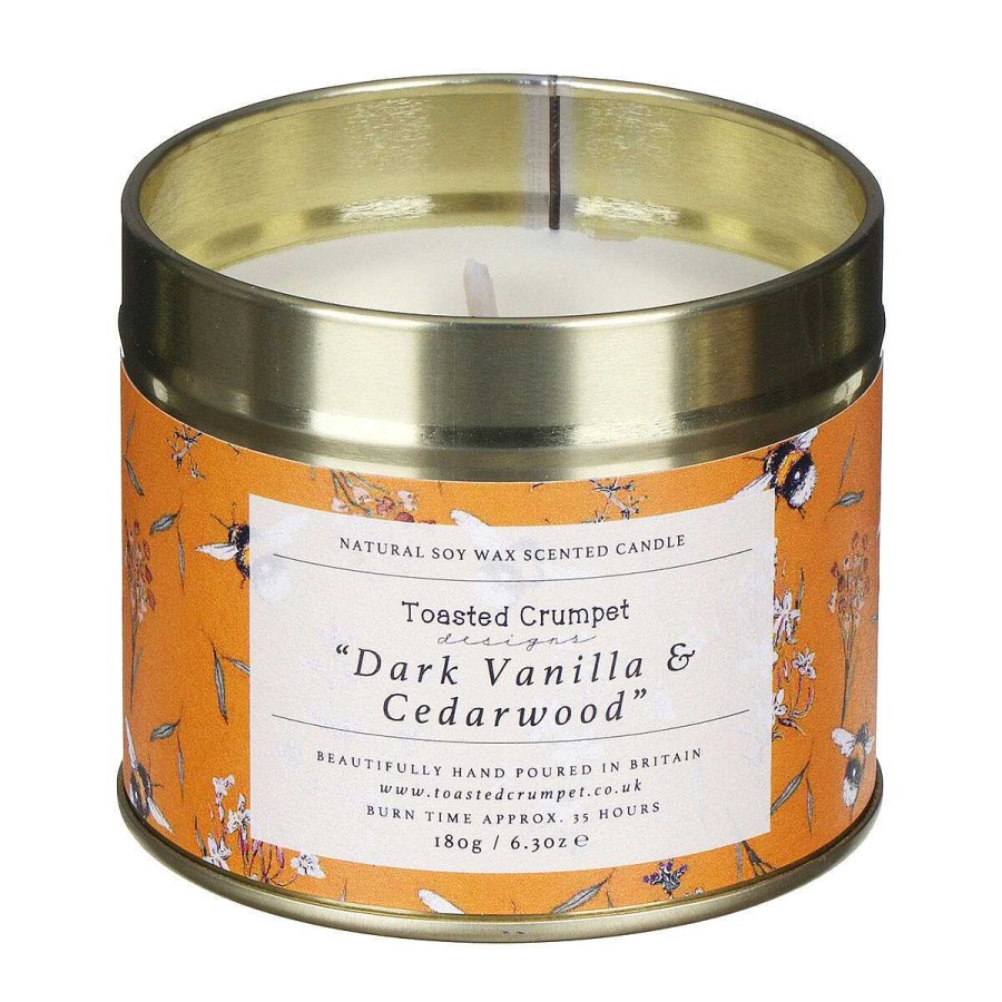 Tin Candles | Toasted Crumpet Toasted Crumpet Dark Vanilla & Cedarwood Tin Candle