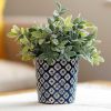 For The Garden | Langs Langs Navy Floral Plant Pot