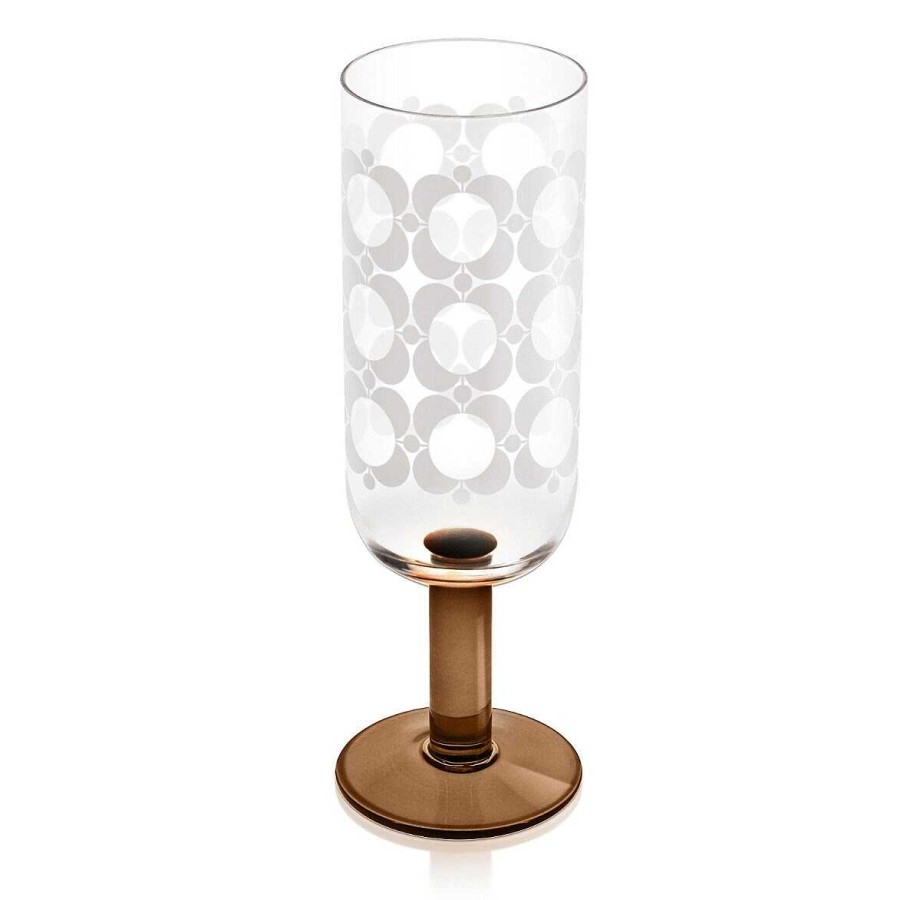 Glassware | Orla Kiely Orla Kiely Atomic Flower Brown Shades Set Of 4 Champagne Glasses