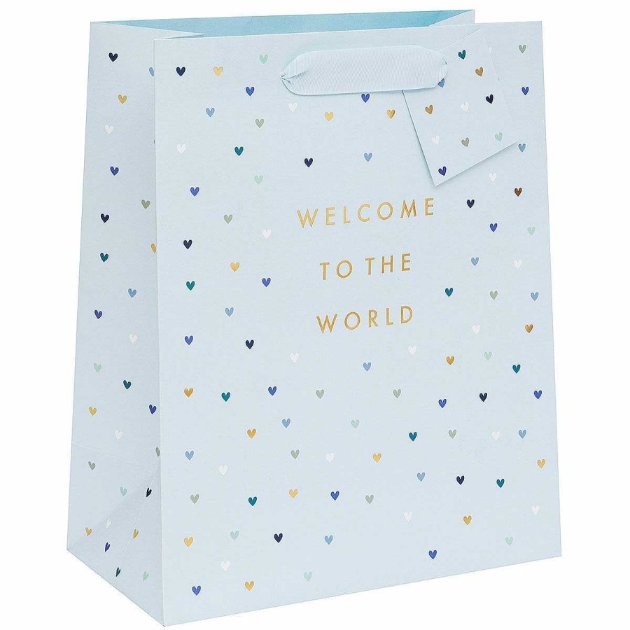 Gift Wrap | Glick Glick 'Welcome To The World' Blue Large Gift Bag