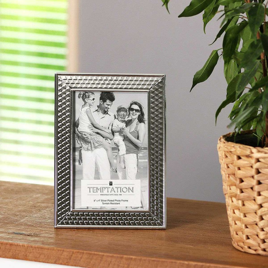 Photo Frames | Temptation Temptation Silver-Plated Wide Edge Triangle Design Photo Frame 4X6