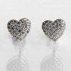 For Bridesmaids | Equilibrium Equilibrium Silver Plated Pave Heart Clip On Earrings