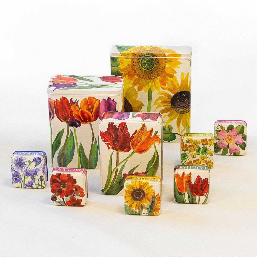 Storage Tins | Emma Bridgewater Emma Bridgewater Flowers Dahlia Small Square Pocket Tin