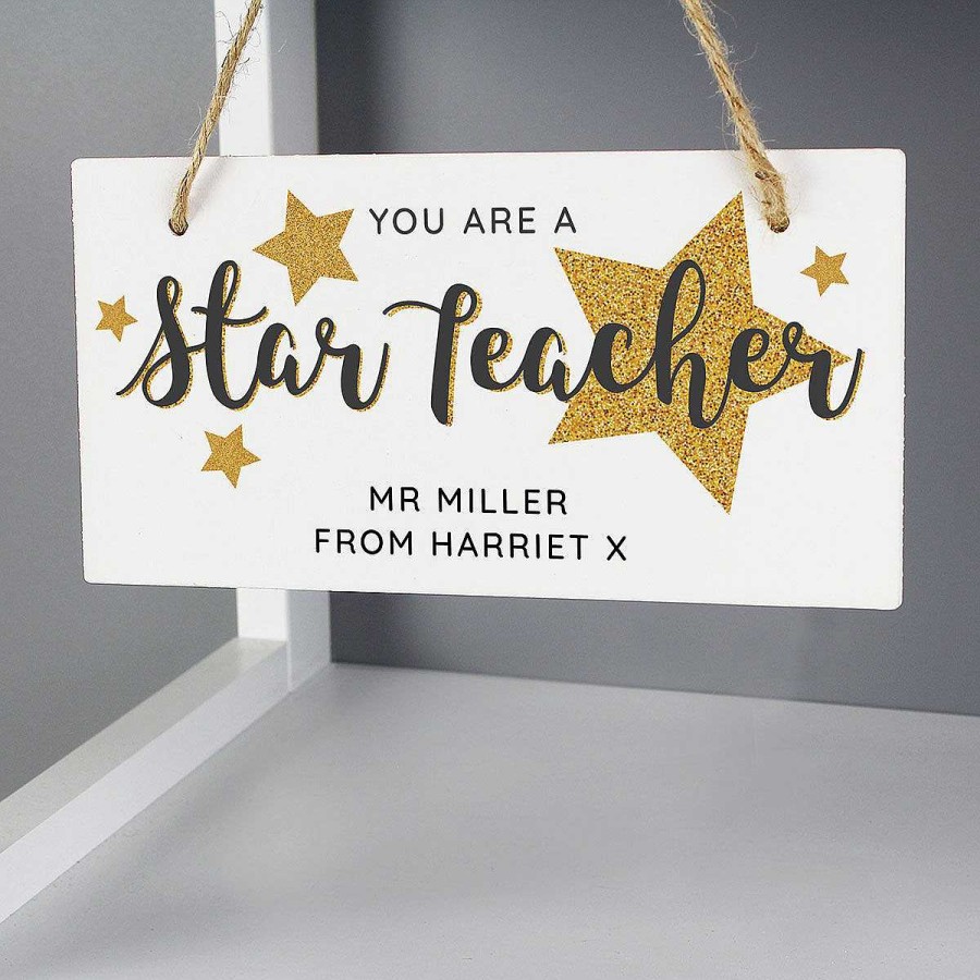 Personalised Gifts | Temptation Gifts Personalised You Are A Star Teacher Wooden Sign