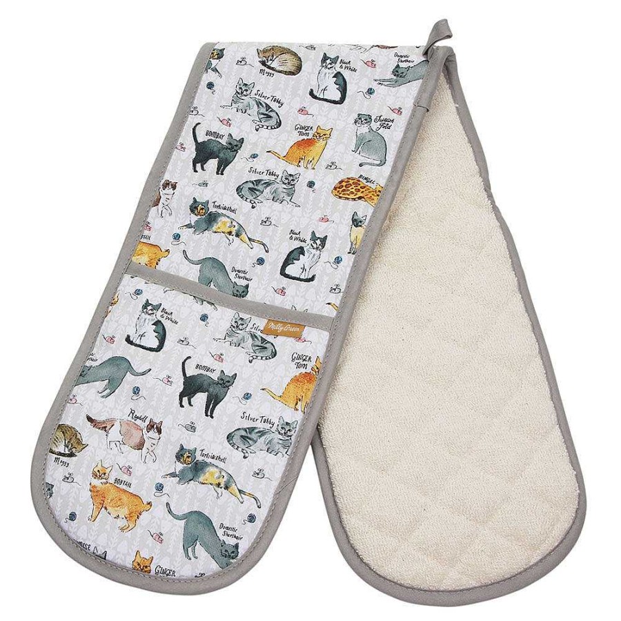 Oven Gloves | Milly Green Milly Green Curious Cats 100% Recycled Cotton Double Oven Glove