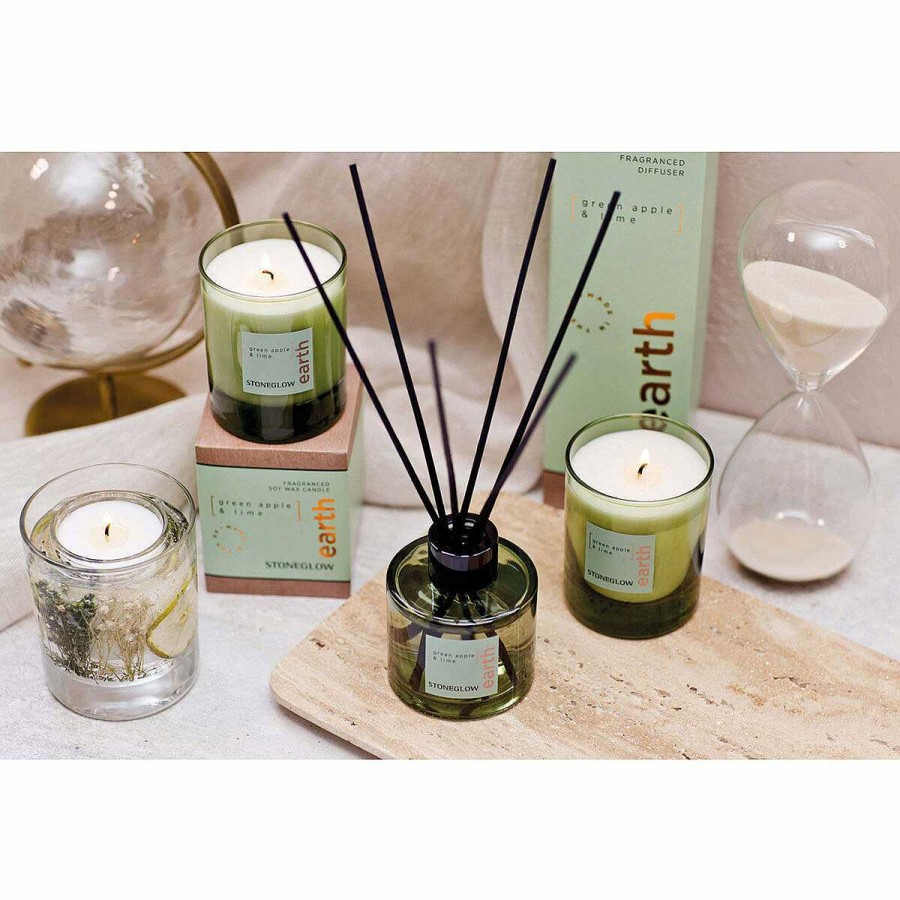 Glass Candles | Stoneglow Stoneglow Elements Earth Green Apple & Lime Candle